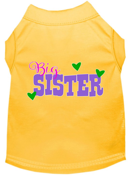 Big Sister Screen Print Dog Shirt Yellow Lg